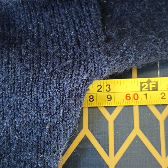 Express Sweater Large Blue with White Hearts Print Acrylic Wool Mohair Blend Top - Picture 9 of 12